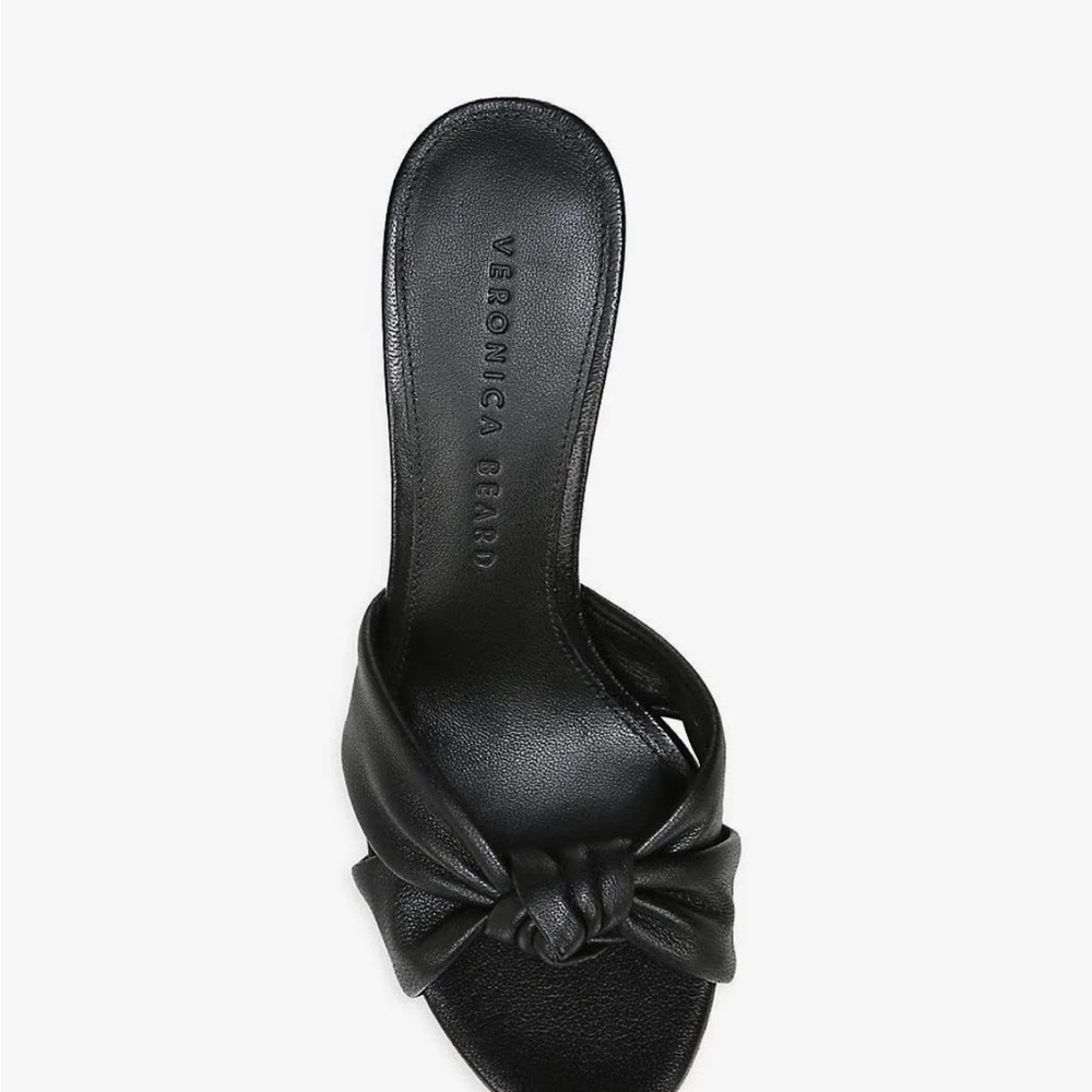 Veronica Beard Black Knotted Leather Slide Mule